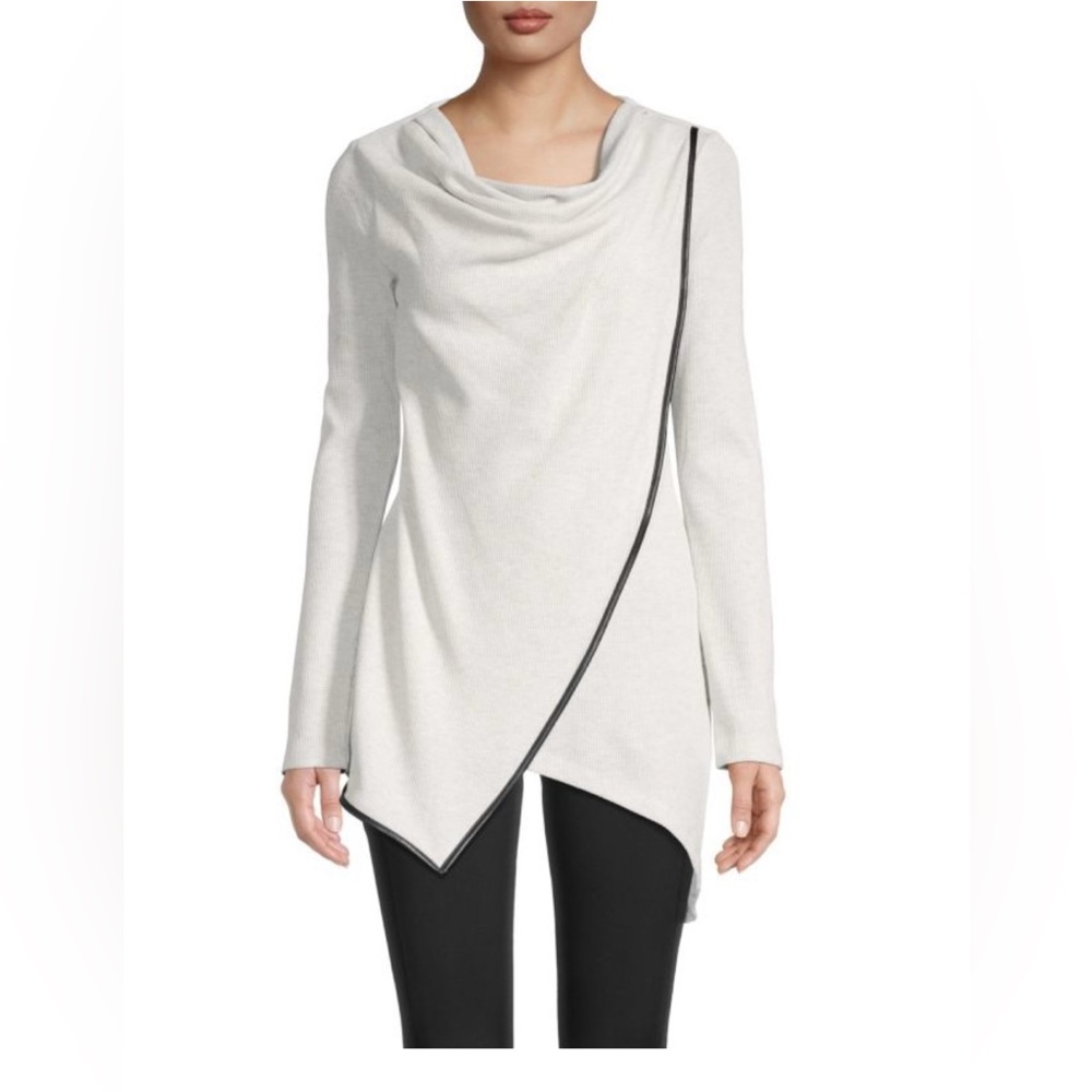 Marc New York MNY Asymmetrical Cowl Neck Tunic Sweater — Soft Gray — Size M NWT